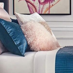 Z Gallerie Mia Mongolian Pillow 18" Round In Blush